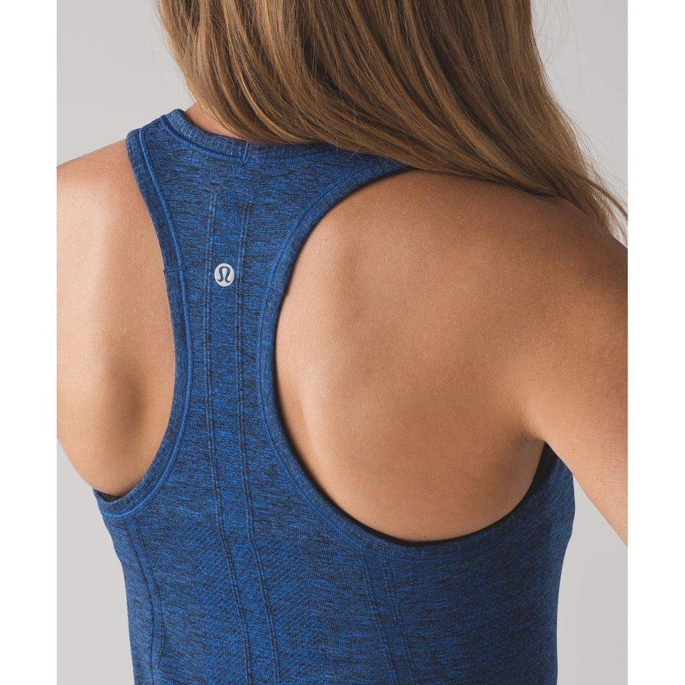 Lululemon Swiftly Tech Racerback Tank Top 2.0 Blue Black Space Dye 6 Gymm Run